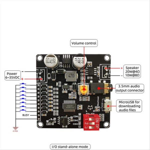 12V/24V トリガーシリアルポート制御 10W/20W 音声再生モジュール、B